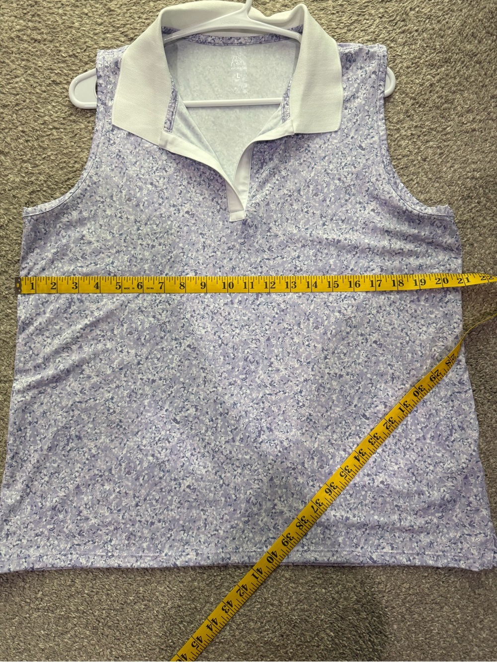 Sleeveless Lavender Rhoback Polo Tank with White Collar - Picture 5 of 5